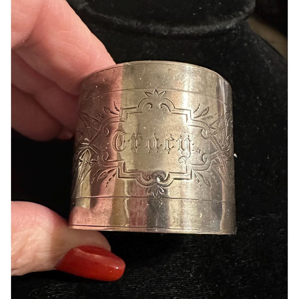 Antique Victorian Sterling Silver Napkin Ring Engraved "Tracy"